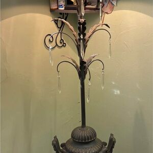 Vintage Bronze Medusa demon floor lamp with hanging jewels
